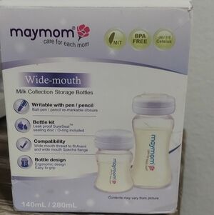 Maymom Wide Mouth Milk Collecting Storage Bottles 6 x 140ml